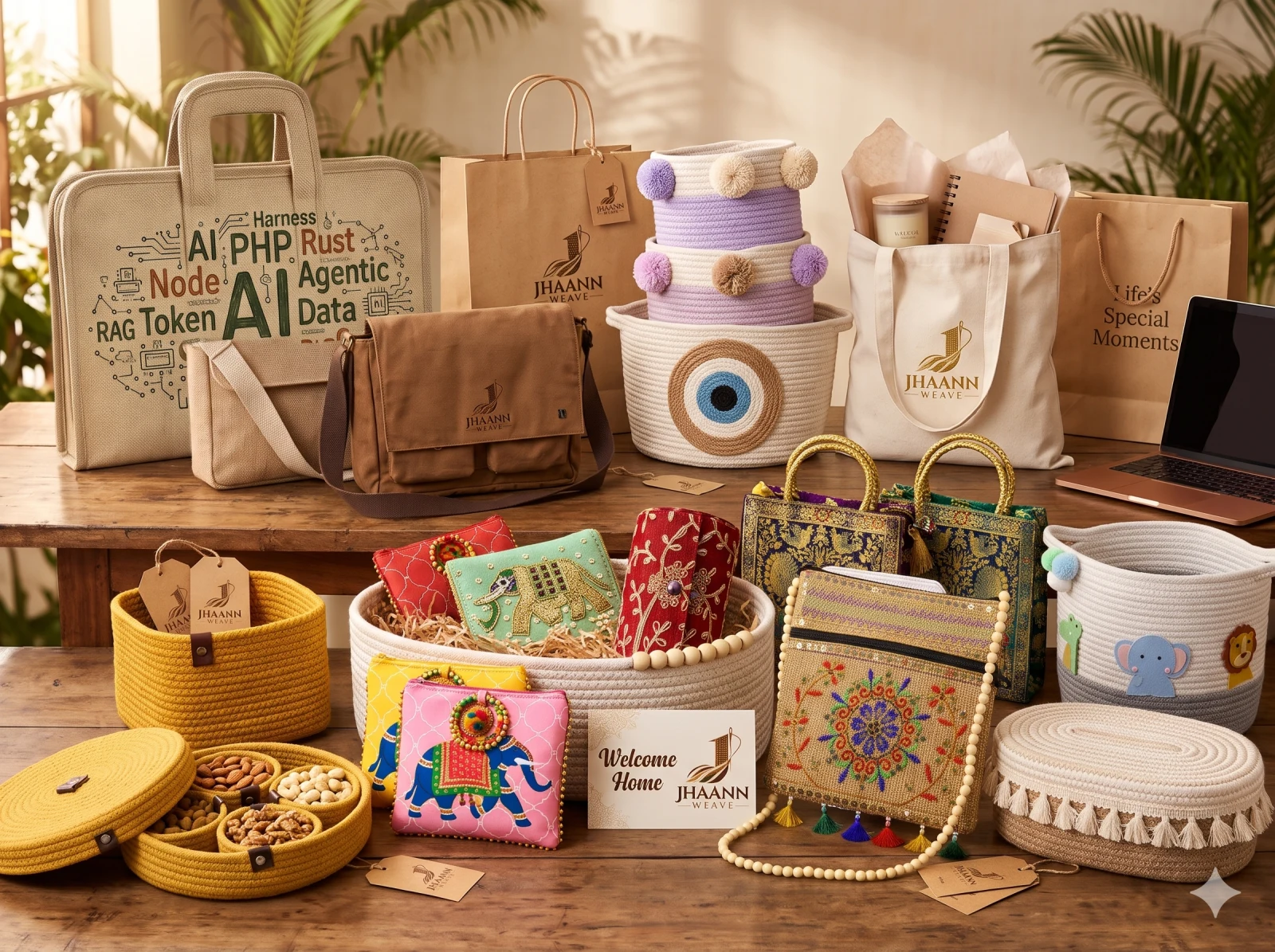 JHAANN WEAVE corporate laptop bags, canvas messengers, luxury hampers and pouches